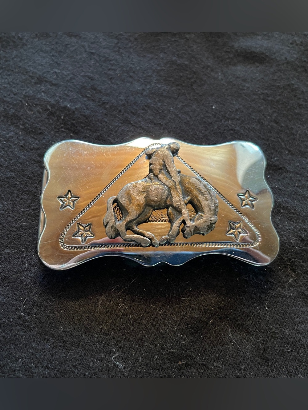 Vintage Bucking Bronco Silver Belt Buckle